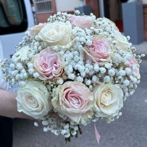 Ramo de Novia de Rosas Pink Mondial y Paniculata