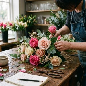Ramo de rosas naturales elaborado por La Peana Taller de Flores