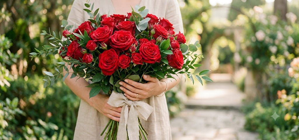 Ramo de rosas naturales elaborado artesanalmente por La Peana Taller de Flores.