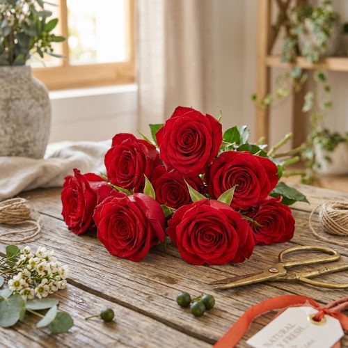 Selección de rosas naturales para la elaboración artesanal de ramos en La Peana Taller de Flores.
