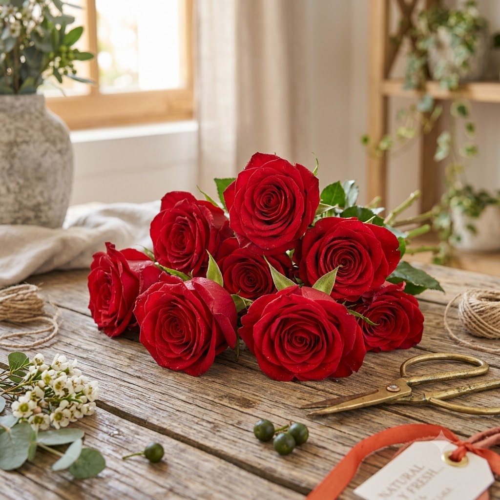 Selección de rosas naturales para la elaboración artesanal de ramos en La Peana Taller de Flores.