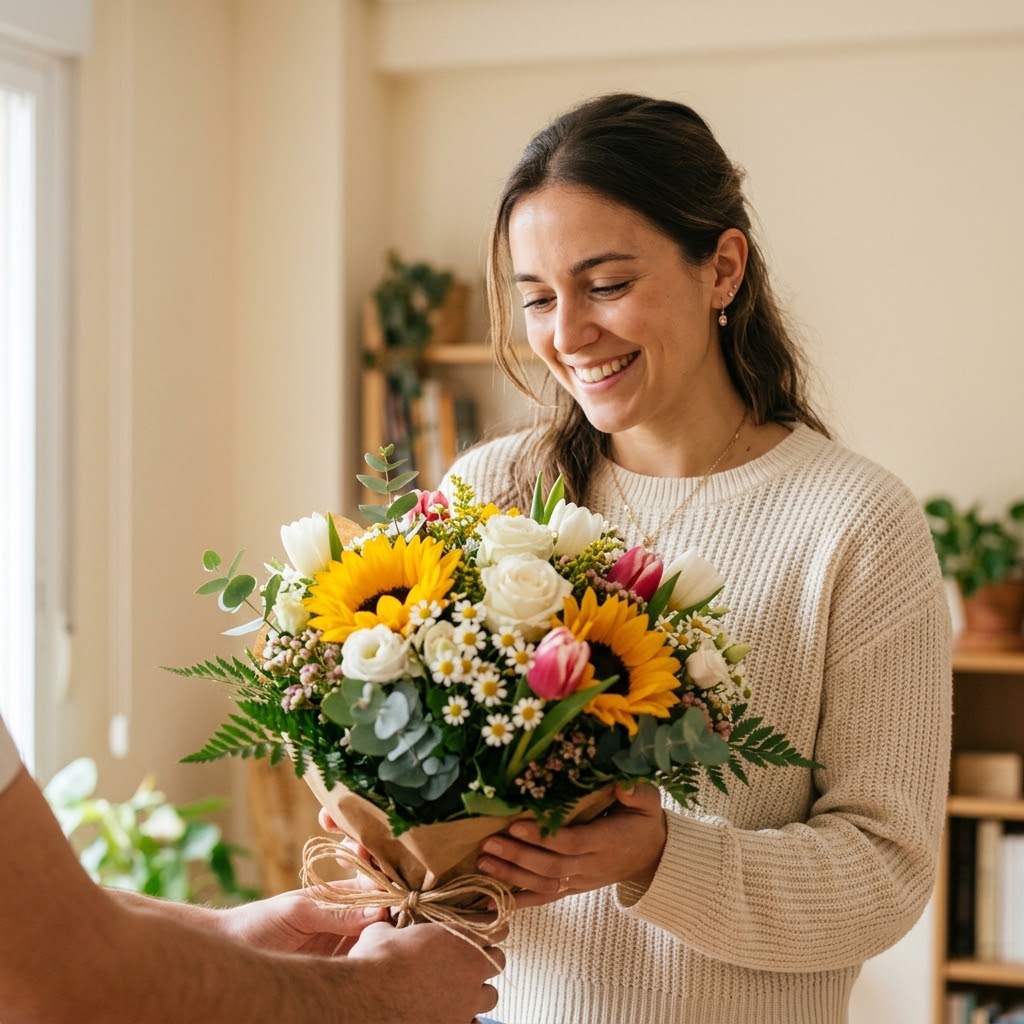 Ramo de flores naturales para cumpleaños