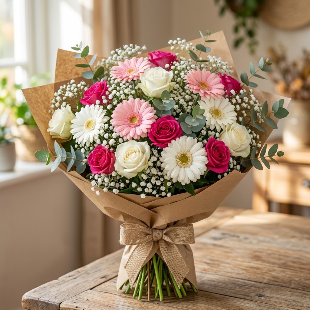 Ramo de gerberas rosas naturales