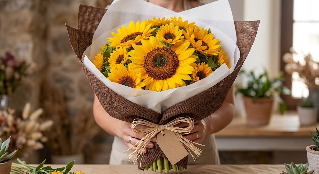 Ramo de girasoles preparado para regalar