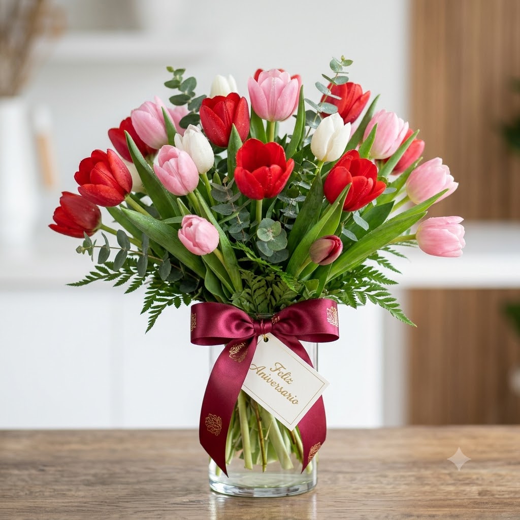 Ramo de tulipanes para celebrar un aniversario