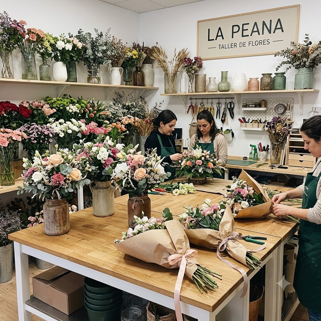 Ramos de tulipanes listos para su entrega en La Peana Taller de Flores.