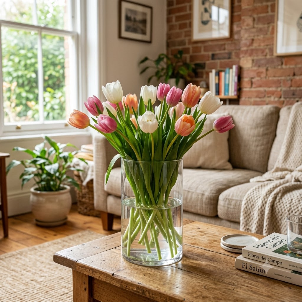 Cómo cuidar un ramo de tulipanes naturales en casa.